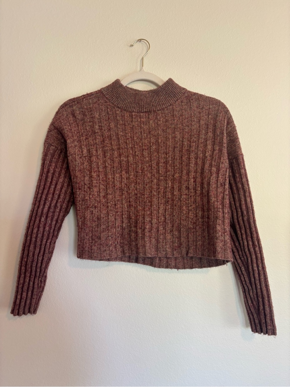 Madewell Ribbed Mock Neck Sweater in Mauve Heather